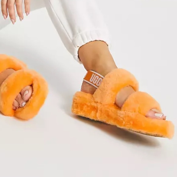 UGG Oh Yeah Sheepskin Slide Sandal Slippers In California Poppy - Picture 7 of 7